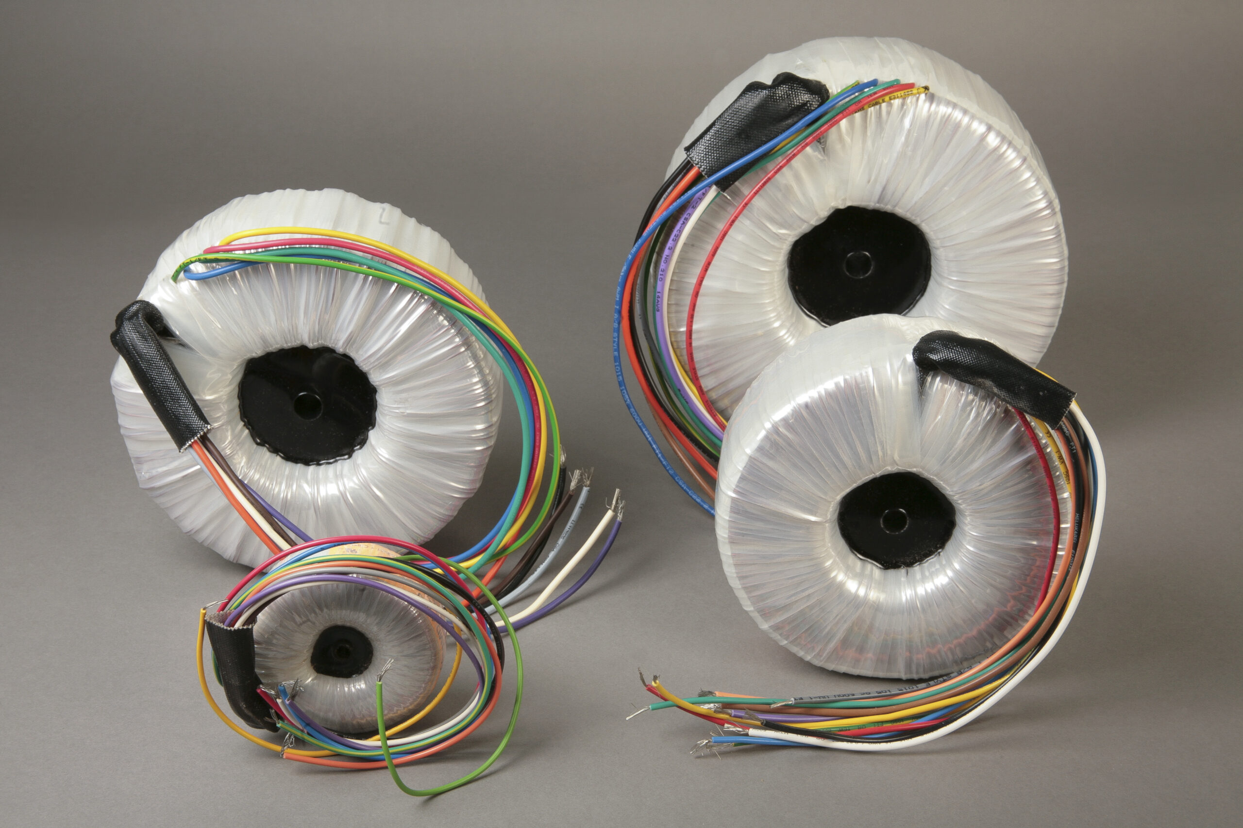 Picture of four medical grade transformers in different sizes.
